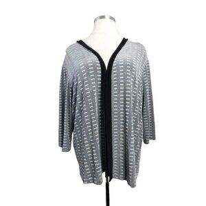 Slinky Brand Size 3X Black White Slinky Stretchy Plus Size Cardigan Top